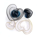 Hot Selling Heart Shape Crystal Clear Heart Shape Glass Bowl With Gold Rim