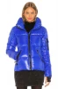 Hot selling new fashion blue goose down puffer jacket women