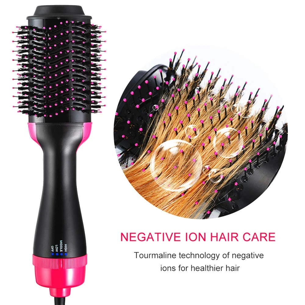 Hot Selling One Step Hair Dryer Straightening Brush 3 In 1 Multifunctional Negative Ion Electric Hot Air Hair Curler Dryer Brush