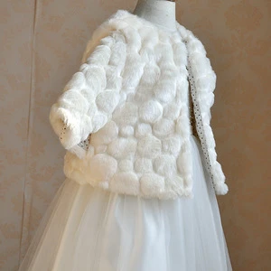 hot selling Princess Shrug Party Wedding Dress Up Girls Faux Fur Long Sleeve Coat Wedding Bridesmaid Birthday Party Jacket
