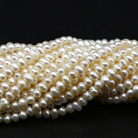 Buy Hot White Cultured Natural Real Freshwater Pearl 3mm Strand String ...