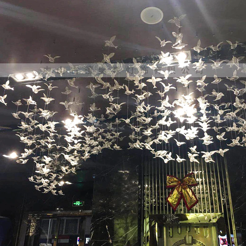 Hotel lobby crystal light hall light banquet hall seagull bird chandelier engineering light customization