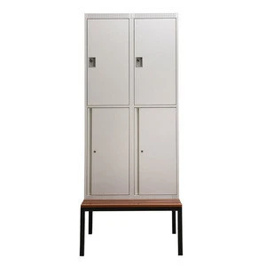 HuaBao Furniture Supplier Customized 4 Door Steel Storage Locker Cabinet With Bench