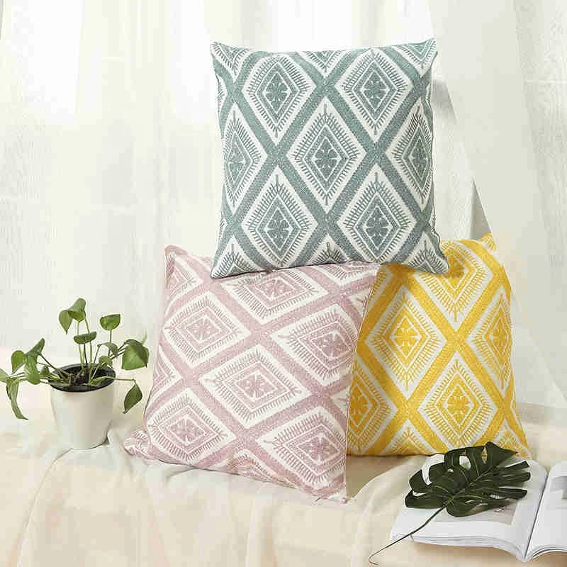 i@home Threaded Modern Geometric Vintage Floral Fashion Sofa Pillow Cushion Cover