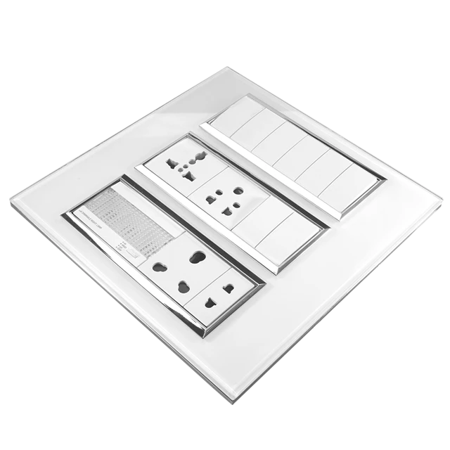 India type glass light wall light SKD wholesales electrical switching sockets panels plate good price modular switches