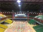 Indoor stadium telescopic bleacher seating