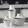 Jarrones Decorativos Custom Hotel Luxury Gold Vase Creative Art White Flower Vase Ceramic &amp; Porcelain Vase