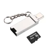 Keychain Portable OTG 2 in 1 Card Reader for Type C &USB A Converter
