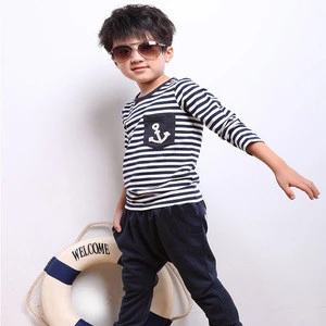 kids clothing black and white striped anchor pattern spring suit for 2 to 6 years  boys