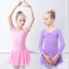 Kids dancewear gymnastics leotard short sleeve girls ballet training dress