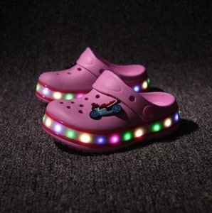 Kids LED clog sandals colorful light EVA clogs flashing garden shoes