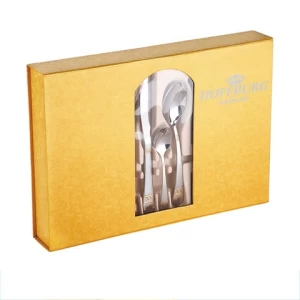 King Crown Design Handle Cutlery Set 72 Piece Fork Spoon Knife Gold Plated Silverware Serving Set