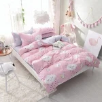 King size 3D printing 100% cotton bedding set bed sheet duvet cover