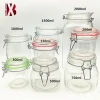 kitchen use grain container flip lock lid glass storage food jar