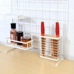 Knife Block for Grid Panel Organizer and Accessories, Kitchen Rack Storage, Metal Wire, No Drilling, White
