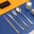 Import Korean Cutlery Set blue Stainless Steel 4pcs Spoon Fork Knife and Chopsticks Tableware from China