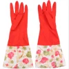 Korean housework with velvet flower sleeves random latex gloves waterproof laundry daily department stores labor protection rubb