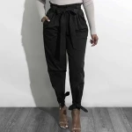 Korean latest ladies clothes fashion long casual pencil bowknot trousers haroun woman pants
