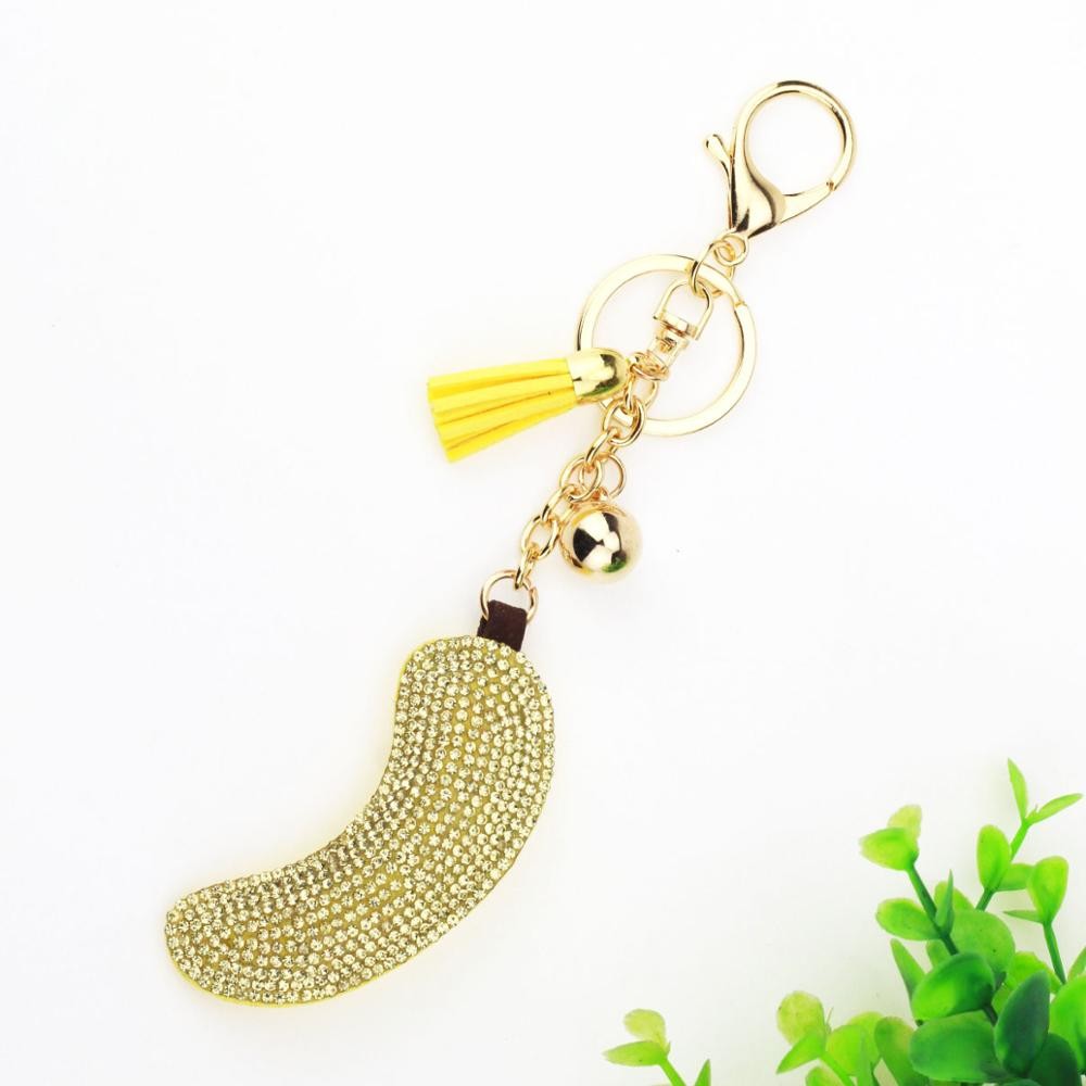 Korean velvet diamond-studded banana key chain fashion tassel key bag pendant