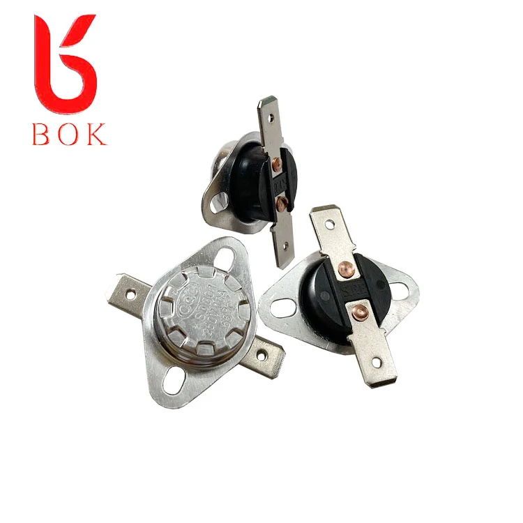 KSD301/302 bimetal thermostat 120c 10A normally closed flat foot fixed ring thermal switch over temperature switch