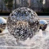 Large stainless steel sculpture hollow ball outdoor ornaments