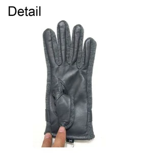 Leather gloves sheep skin  elastic fabric