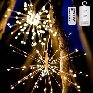 LED firework copper lights,8 modes Dimmable string Fairy lights with Remote control ,Decorative  lights for parties,home,outdoor