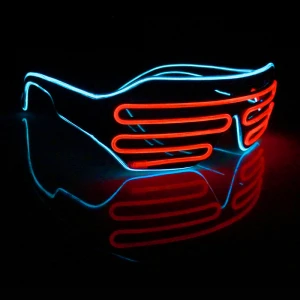 Led Light Up Shutter Shaped Sunglasses Neon El Wire Glasses Glow In Dark Rave Costume Party