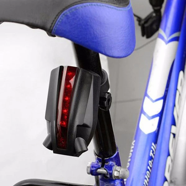 LED Rear Bike Light Bicycle Taillights 2 Laser Beams +5 Superbright Red LED Indicators with Safety Warning Bicycle Logo