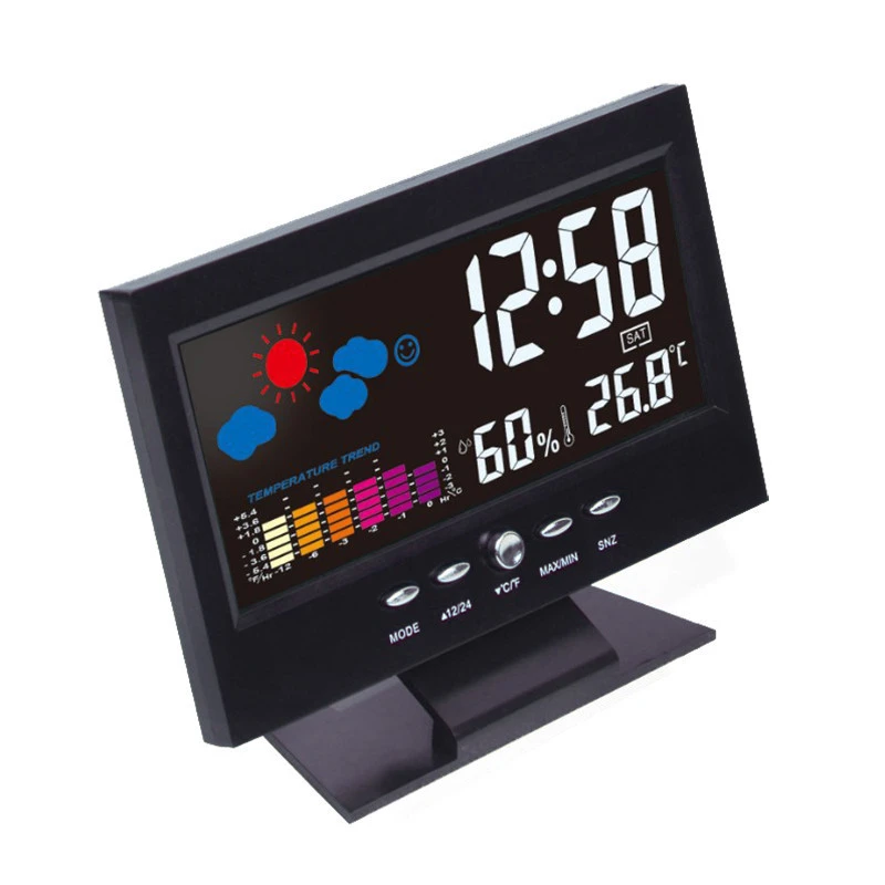 LED Word Alarm Clock with USB Charging Port Brightness Sensor for Bedroom Kitchen Hotel Table Desk