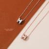 Lerca wholesale 2024 fashion design S925 sterling silver White shell letter H pendant necklace for female