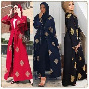 LSY368   two-piece Muslim dress beautifully embroidered Islamic Clothing Fashion  Kimono Arabic Style Dubai Muslim abayas