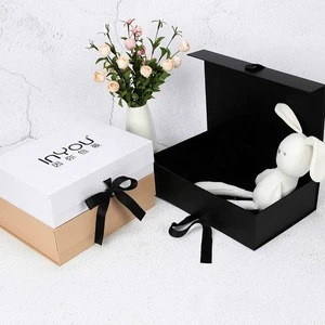 Luxury Cardboard high quality packaging carton book shape premium magnetic closure custom gift boxes for clothing with ribbon