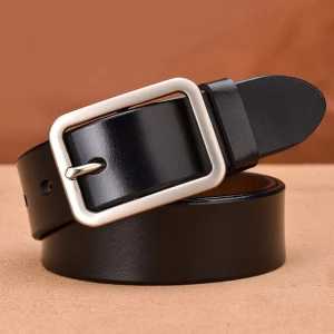 Luxury High Quality Men Leather Belt Cowhide Genuine Leather Belt With Metal Pin Buckle