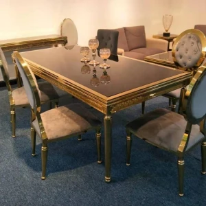 Luxury Lifestyle Interior Design Dining Room Furniture Visonnaire Gold Brass Stainless Steel Glass Dining Table