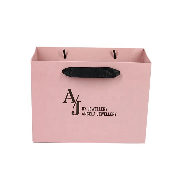 Luxury Small Pink Gift Custom Logo Packaging Paper Jewelry Bag