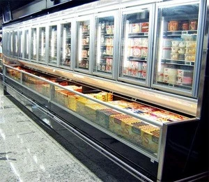 Manufacture new design vertical combi freezer beverage drink cooler ice cream fast food frozen for supermarket