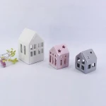Manufacture of christmas decoration ceramic lamp house with LED light christmas decorations for sale