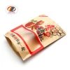 Manufacturer custom ziplock Resealable heat seal food red dates packaging brown kraft plastic bags with a small clear window