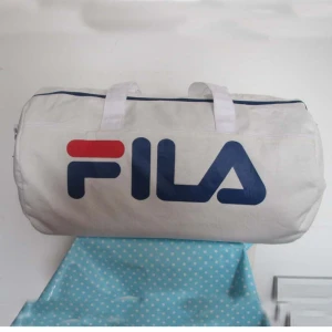 Manufacturer high capacity white cotton travel sport duffel bag with customize printing