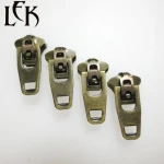 Metal Clothing Zip Fasteners Factory Textile Accessories Ss No3 Yg Slider 45yg Antique Zipper Puller for Jeans Stainless Steel