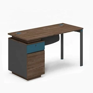 Metal Iron Frame Wooden Table Computer Office Desk