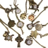 Mix 12 Designs Fashion Vintage Quartz Pocket Watch Alloy Women Lady Girls Sweater Chain Necklace Pendant Clock Gift SP011