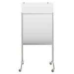 Mobile Glass Easel with Padchart Hooks, 36" x 48" x 74", Silver