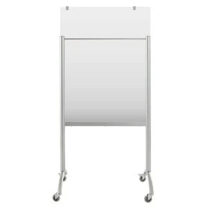 Mobile Glass Easel with Padchart Hooks, 36&quot; x 48&quot; x 74&quot;, Silver