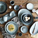 Modern bone china crockery Chinese porcelain hotel dinner set line ceramic dinnerware