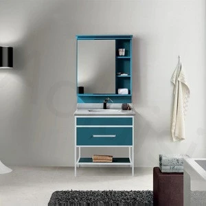 Modern designs for Blue cabinet Bathroom products wholesale 304 Stainless steel bath vanity