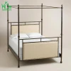 modern home furniture easy assemble sturdy queen size metal frame four-poster canopy bed