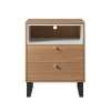 Modern Hotel Metal Bedside Table MDF Wood Furniture Nightstand With 3 Drawer