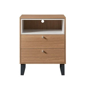 Modern Hotel Metal Bedside Table MDF Wood Furniture Nightstand With 3 Drawer